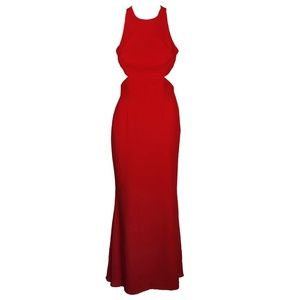 Fame And Partners Red Crisscross-Back Cutout Gown